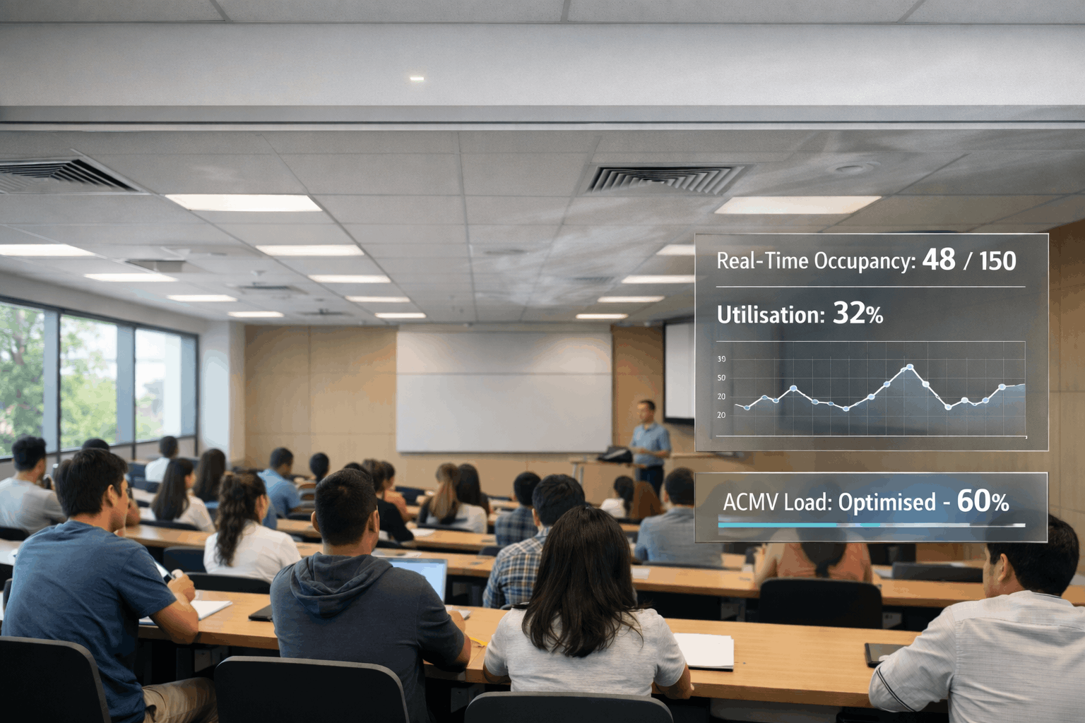 Measure occupancy to right size room and optimize energy usage