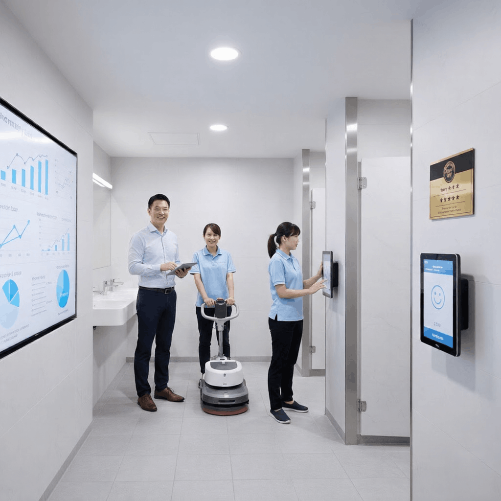 Cleaners and supervisors for smart toilet. Training on how to use smart toilet solution