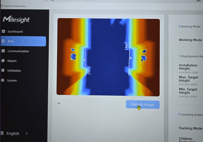 Configure the people counter to measure the respective entrances/exits