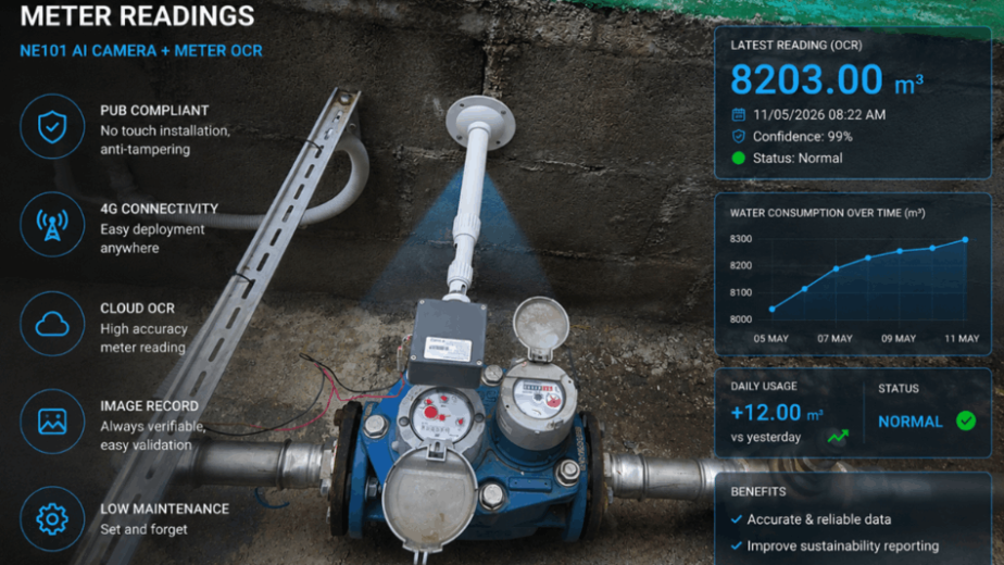 MeterOCR AI camera for PUB water meter reading Singapore