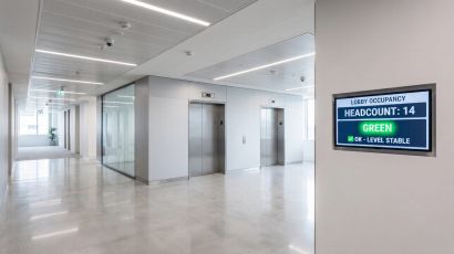 ilesight VS125-P people counting sensor BMS integration at lift lobby entrance